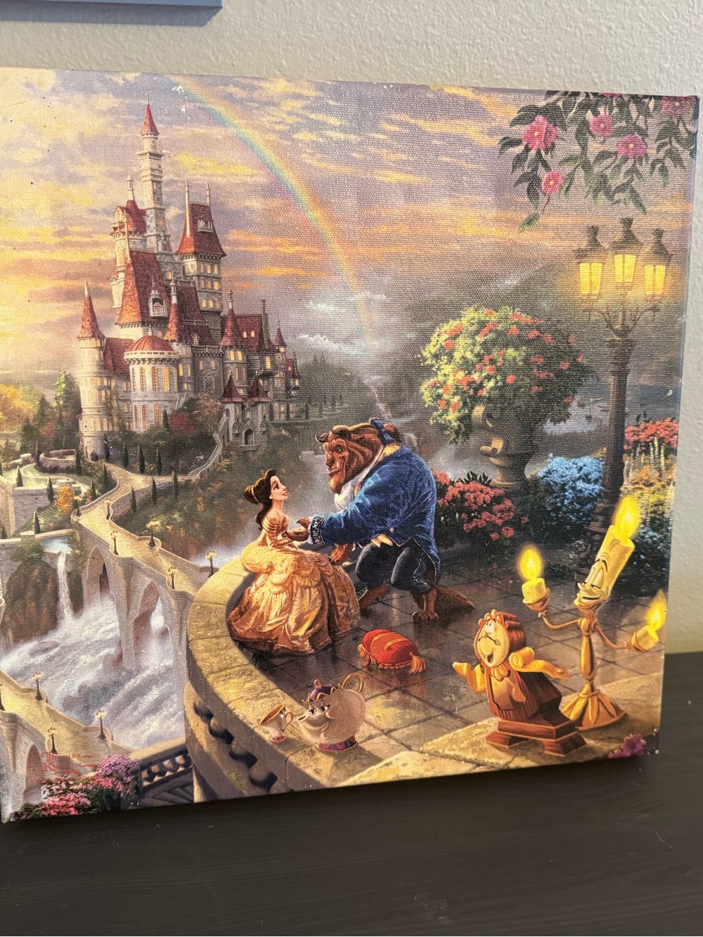 Thomas Kinkade - Beauty and the Beast Canvas Art Print - 14 x 14